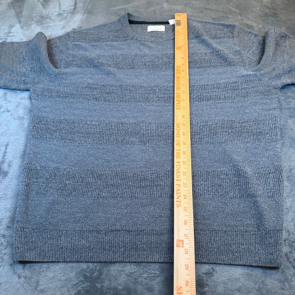 Weatherproof Crew Neck Striped Knit Sweater Acrylic Gray Mens Extra Large XL - Picture 7 of 9